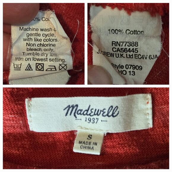 Madewell striped top three quarter sleeve size Small - Picture 3 of 4